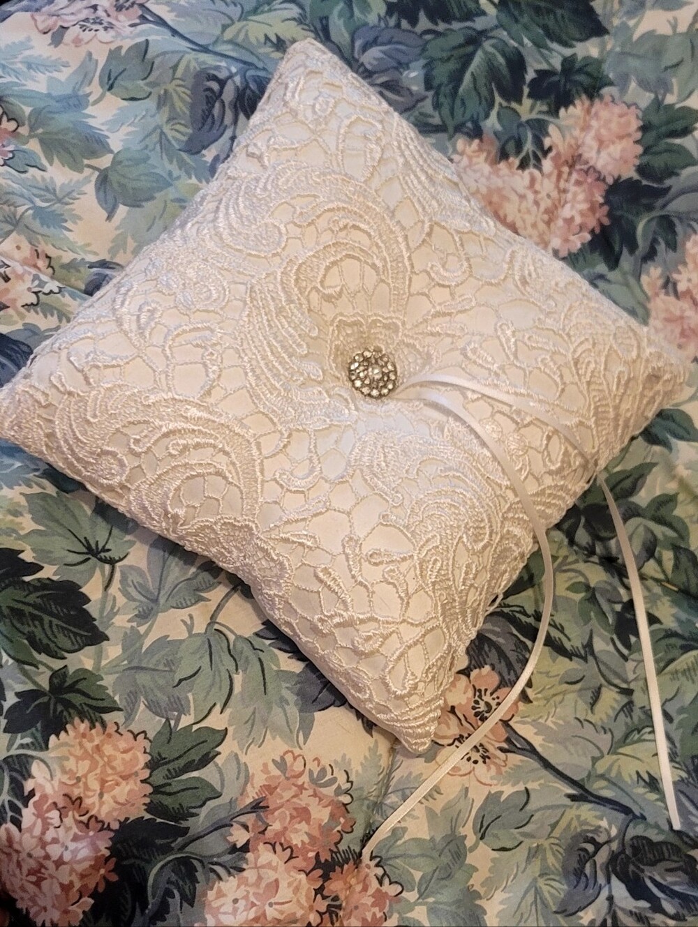 Lace Embroidered Ring Bearer Pillow